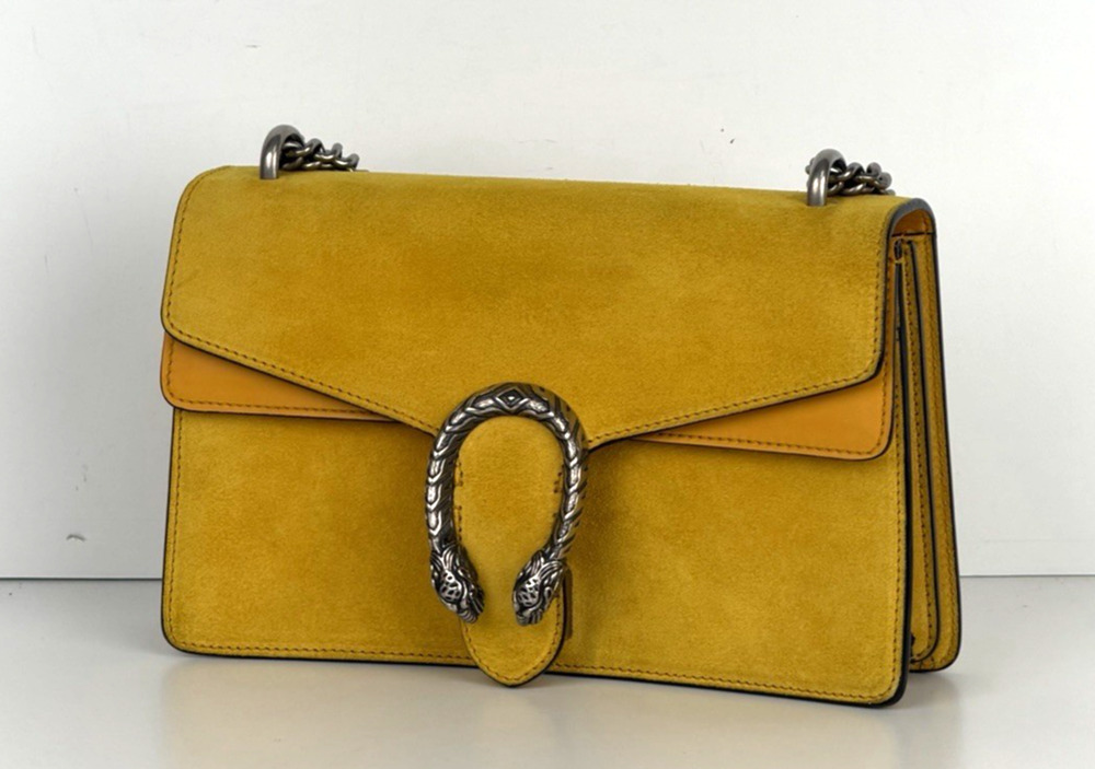 Gucci Small Suede Dionysus Yellow Shoulder Bag S-09
